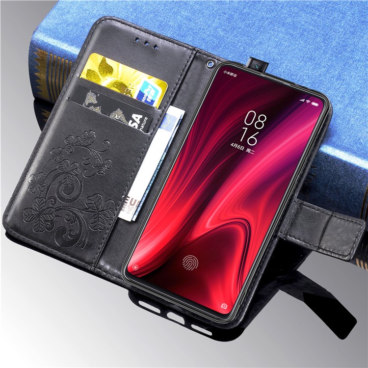 Imprint Clover Pattern Leather Wallet Case for Xiaomi Redmi K20 / Mi 9T / Redmi K20 Pro / Mi 9T Pro - Black-12