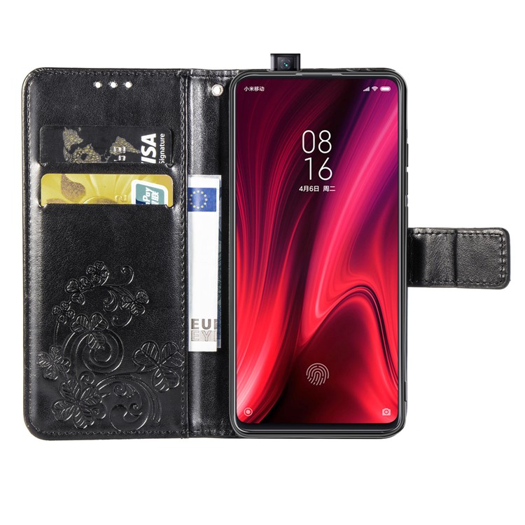 Imprint Clover Pattern Leather Wallet Case for Xiaomi Redmi K20 / Mi 9T / Redmi K20 Pro / Mi 9T Pro - Black-4