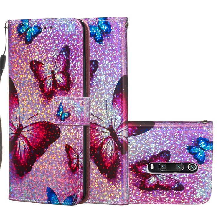 Glitter Sequins Pattern Printing Leather Phone Cover for Xiaomi Redmi K20 / K20 Pro / Mi 9T / Mi 9T Pro - Butterfly-2