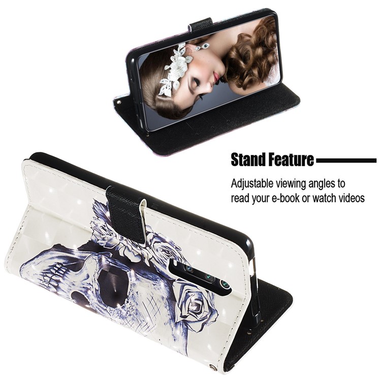 PU Leather 3D Painting Phone Shell for Xiaomi Redmi K20 / K20 Pro / Mi 9T / Mi 9T Pro - Skull Flowers-5