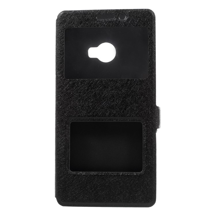 Dual View Window Silk Texture Leather Case for Xiaomi Mi Note 2 - Black-3