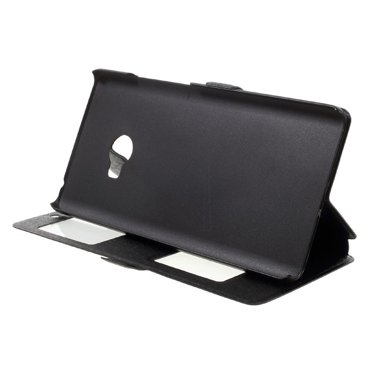 Dual View Window Silk Texture Leather Case for Xiaomi Mi Note 2 - Black-4
