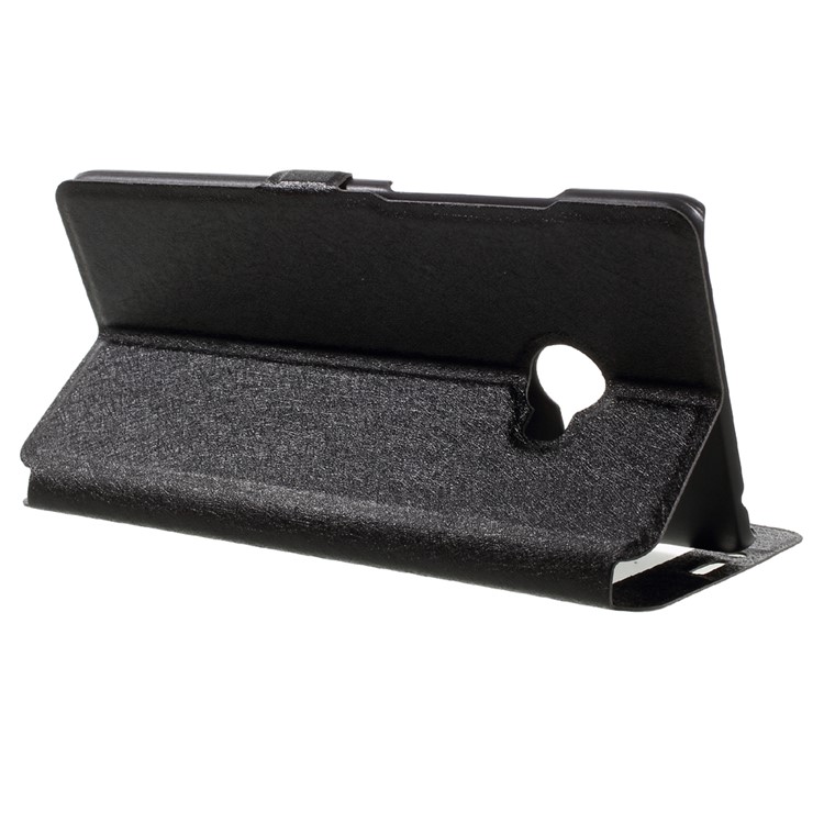 Dual View Window Silk Texture Leather Case for Xiaomi Mi Note 2 - Black-5