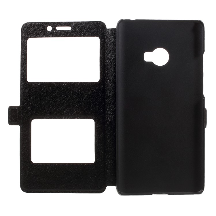 Dual View Window Silk Texture Leather Case for Xiaomi Mi Note 2 - Black-6