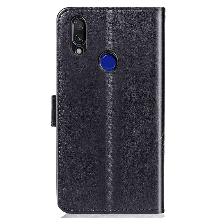 Imprint Four Leaf Clover Leather Wallet Stand Case with Strap for Xiaomi Redmi 7 - Black-3