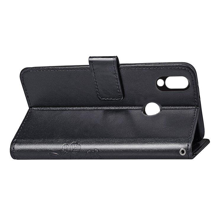 Imprint Four Leaf Clover Leather Wallet Stand Case with Strap for Xiaomi Redmi 7 - Black-6
