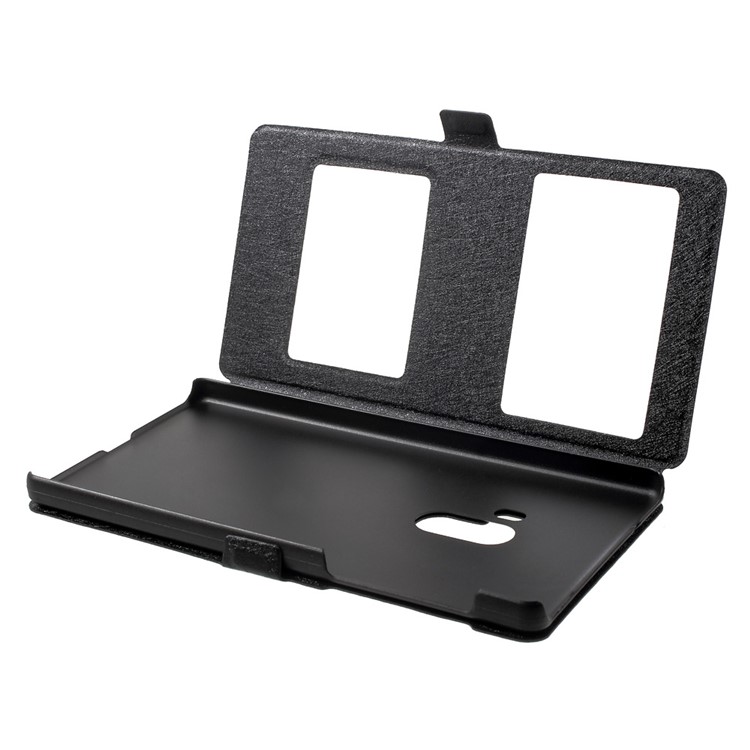 For Xiaomi Mi Mix Silk Texture Leather Case with Dual View Window - Black-5