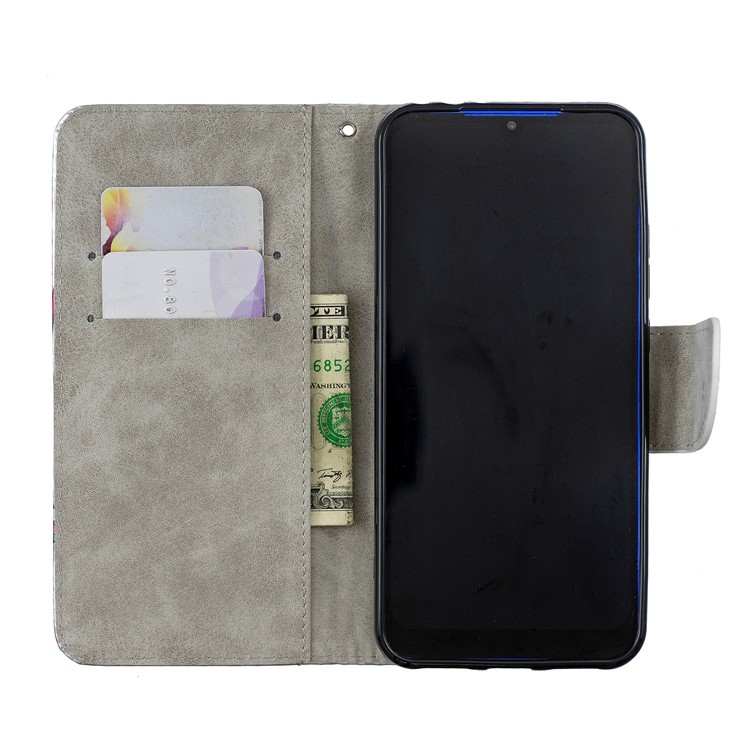 Laser Carving Leather Phone Cover with Strap for Xiaomi Redmi 7 / Redmi Y3 - Flower-4