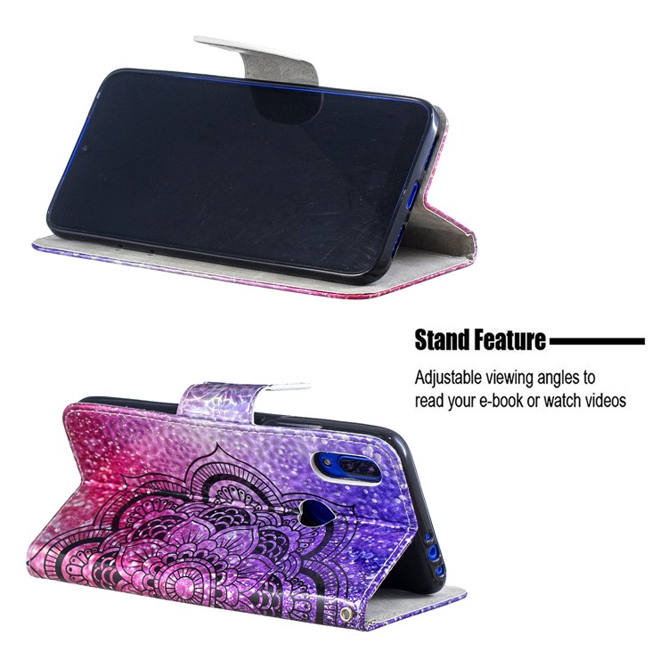 Laser Carving Leather Phone Cover with Strap for Xiaomi Redmi 7 / Redmi Y3 - Flower-5