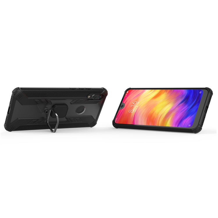 Warrior Style Ring Kickstand PC+TPU Phone Cover for Xiaomi Redmi Note 7 / Note 7 Pro (India) / Note 7S - Black-3