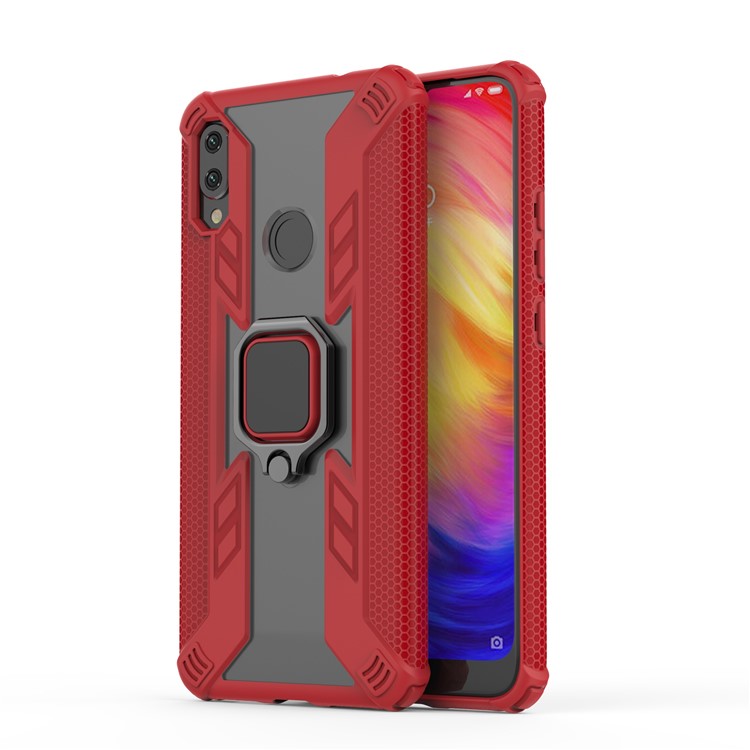 Warrior Style Ring Kickstand PC+TPU Phone Cover for Xiaomi Redmi Note 7 / Note 7 Pro (India) / Note 7S - Red-1