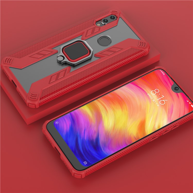 Warrior Style Ring Kickstand PC+TPU Phone Cover for Xiaomi Redmi Note 7 / Note 7 Pro (India) / Note 7S - Red-2