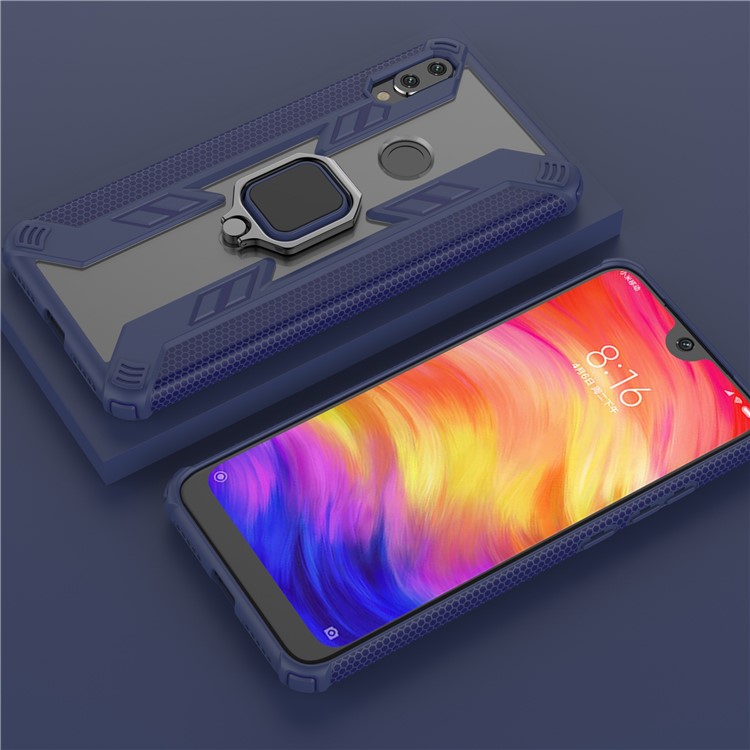 Warrior Style Ring Kickstand PC+TPU Phone Cover for Xiaomi Redmi Note 7 / Note 7 Pro (India) / Note 7S - Blue-2