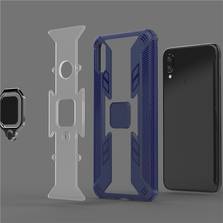 Warrior Style Ring Kickstand PC+TPU Phone Cover for Xiaomi Redmi Note 7 / Note 7 Pro (India) / Note 7S - Blue-4