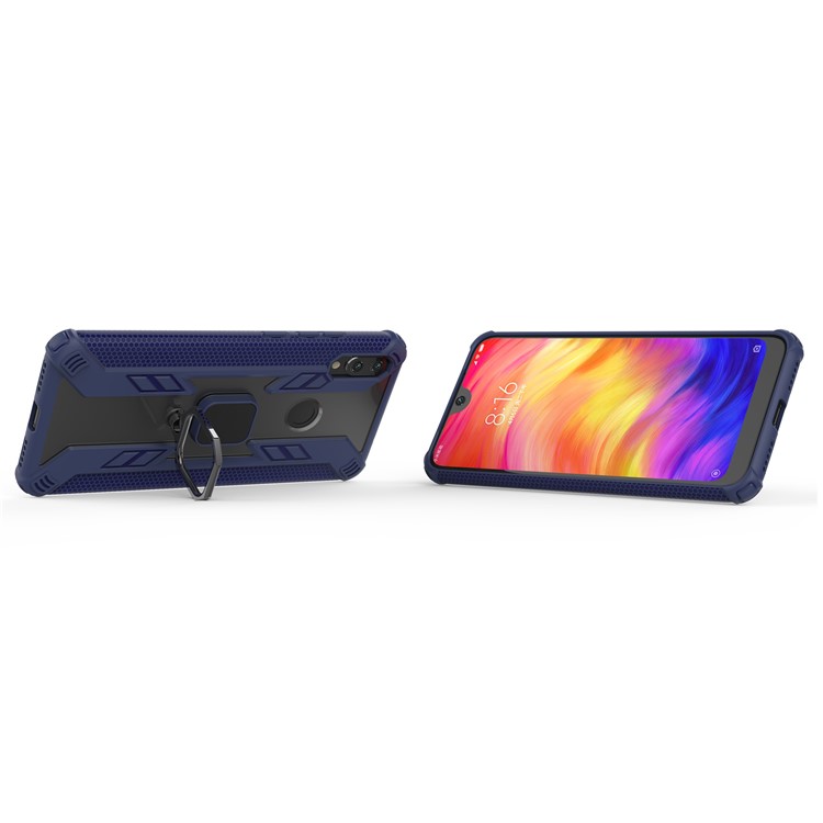 Warrior Style Ring Kickstand PC+TPU Phone Cover for Xiaomi Redmi Note 7 / Note 7 Pro (India) / Note 7S - Blue-5