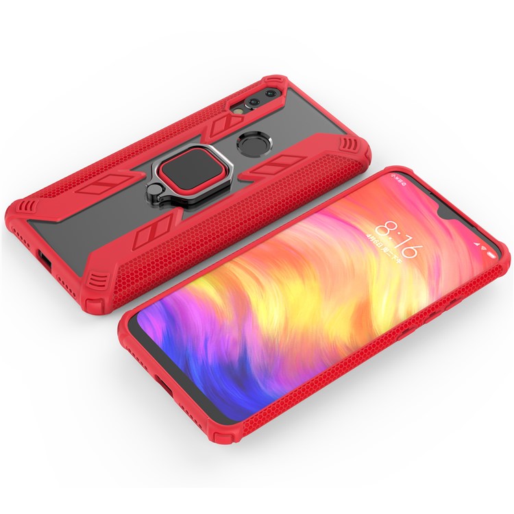 Warrior Style Rotating Ring Kickstand PC+TPU Cell Phone Case for Xiaomi Redmi 7 - Red-2