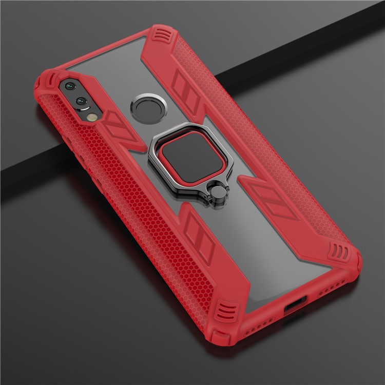 Warrior Style Rotating Ring Kickstand PC+TPU Cell Phone Case for Xiaomi Redmi 7 - Red-5