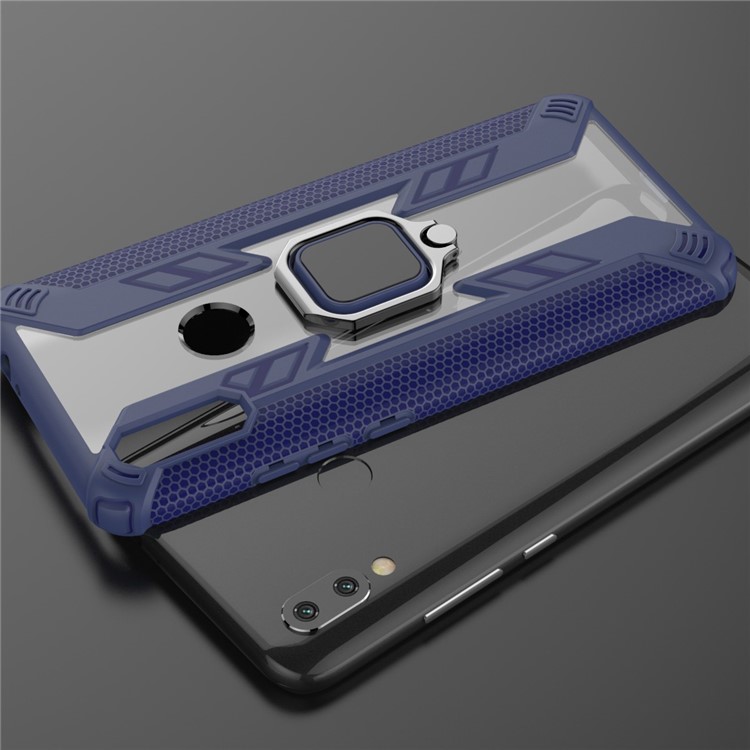 Warrior Style Rotating Ring Kickstand PC+TPU Cell Phone Case for Xiaomi Redmi 7 - Blue-2