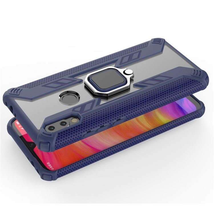 Warrior Style Rotating Ring Kickstand PC+TPU Cell Phone Case for Xiaomi Redmi 7 - Blue-3