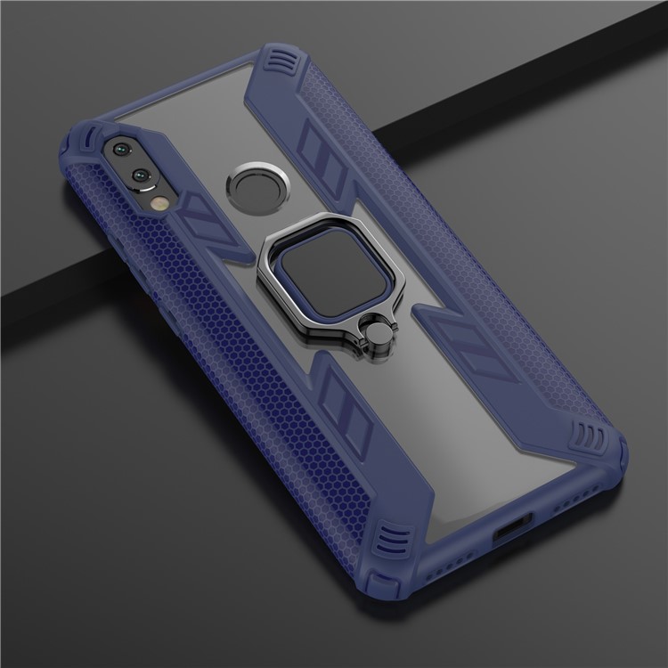 Warrior Style Rotating Ring Kickstand PC+TPU Cell Phone Case for Xiaomi Redmi 7 - Blue-8