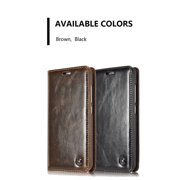 CASEME Oil Wax Leather Magnetic Wallet Case for Xiaomi Redmi Note 3/Note 3 Pro - Black-2