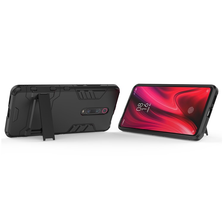 Plástico+tpu Híbrido Concha de Teléfono Con Papel de Patada Para Xiaomi Redmi K20 / K20 Pro / Mi 9t / Mi 9t Pro - Negro