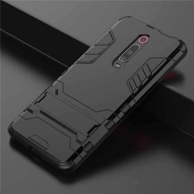 Kunststoff+tpu Hybrid -telefonschale Mit Kickstand Für Xiaomi Redmi K20 / K20 Pro / Mi 9t / Mi 9t Pro - Schwarz