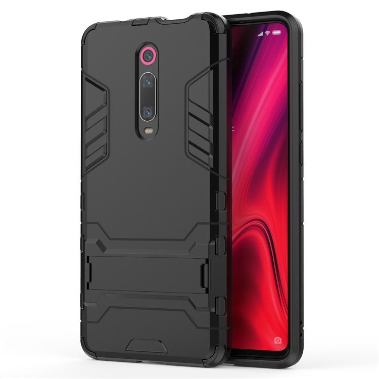 Kunststoff+tpu Hybrid -telefonschale Mit Kickstand Für Xiaomi Redmi K20 / K20 Pro / Mi 9t / Mi 9t Pro - Schwarz