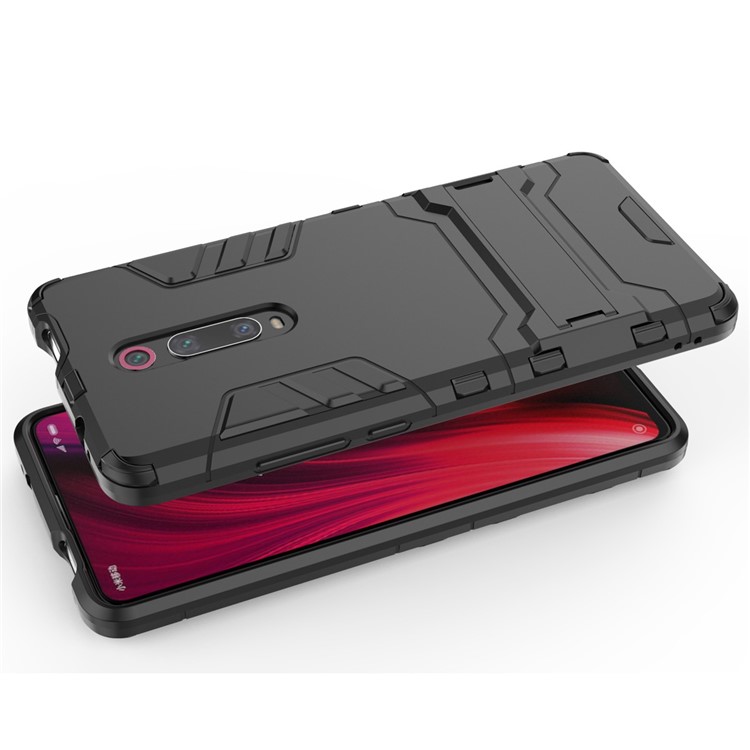 Kunststoff+tpu Hybrid -telefonschale Mit Kickstand Für Xiaomi Redmi K20 / K20 Pro / Mi 9t / Mi 9t Pro - Schwarz