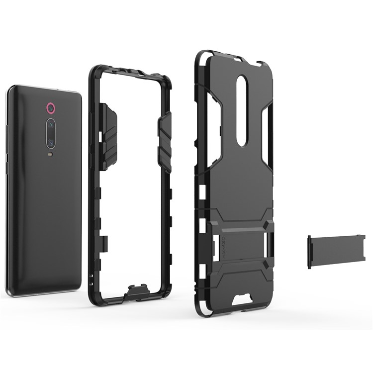 Plastique + Coquille de Téléphone Hybride Tpu Avec Tenue Pour Xiaomi Redmi K20 / K20 Pro / mi 9T / Mi 9t Pro - le Noir