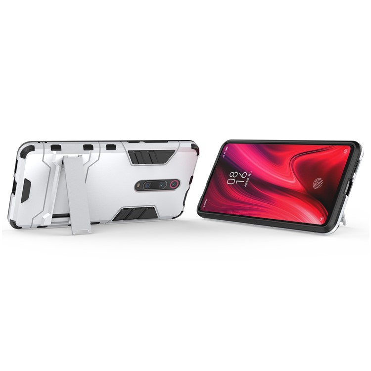 Plastic+TPU Hybrid Phone Shell with Kickstand for Xiaomi Redmi K20 / K20 Pro / Mi 9T / Mi 9T Pro - Silver-2