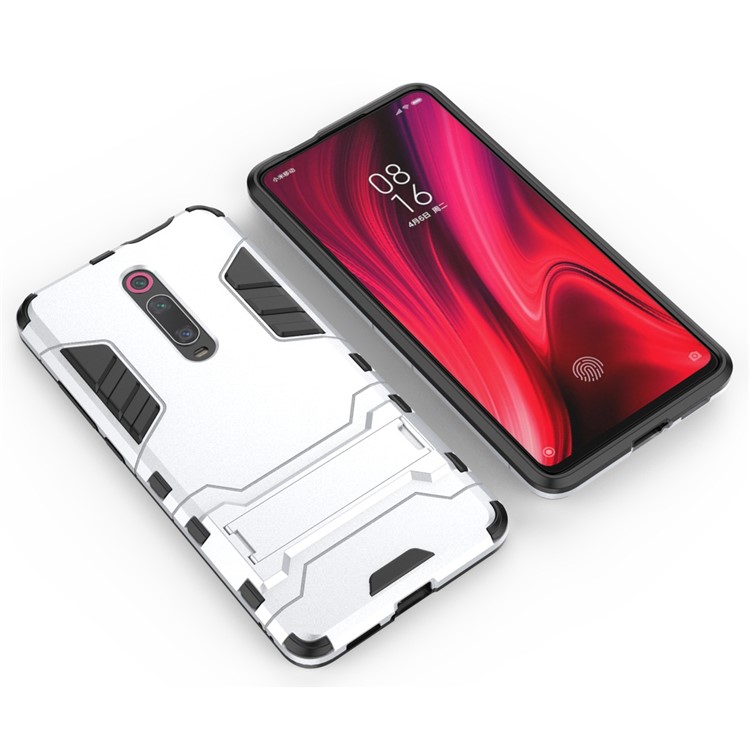 Plastic+TPU Hybrid Phone Shell with Kickstand for Xiaomi Redmi K20 / K20 Pro / Mi 9T / Mi 9T Pro - Silver-3