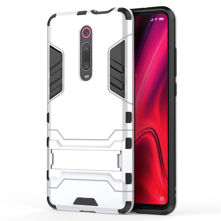 Plastic+TPU Hybrid Phone Shell with Kickstand for Xiaomi Redmi K20 / K20 Pro / Mi 9T / Mi 9T Pro - Silver-4