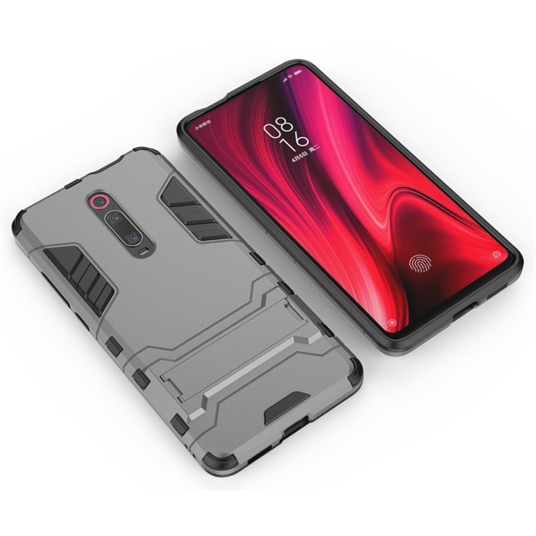 Plastic+TPU Hybrid Phone Shell with Kickstand for Xiaomi Redmi K20 / K20 Pro / Mi 9T / Mi 9T Pro - Grey-3