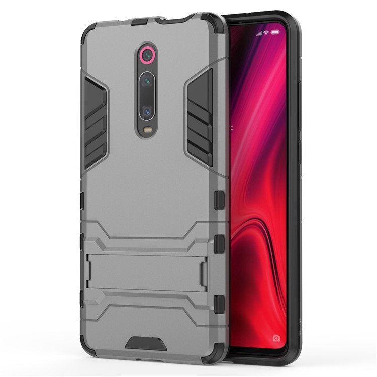 Plastic+TPU Hybrid Phone Shell with Kickstand for Xiaomi Redmi K20 / K20 Pro / Mi 9T / Mi 9T Pro - Grey-4