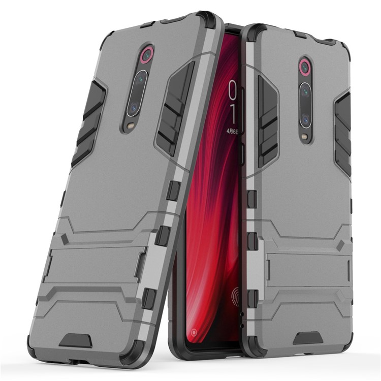 Plastic+TPU Hybrid Phone Shell with Kickstand for Xiaomi Redmi K20 / K20 Pro / Mi 9T / Mi 9T Pro - Grey-5