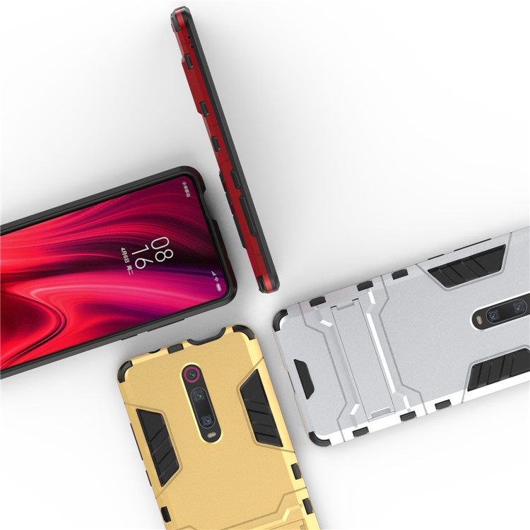 Plastic+TPU Hybrid Phone Shell with Kickstand for Xiaomi Redmi K20 / K20 Pro / Mi 9T / Mi 9T Pro - Grey-6