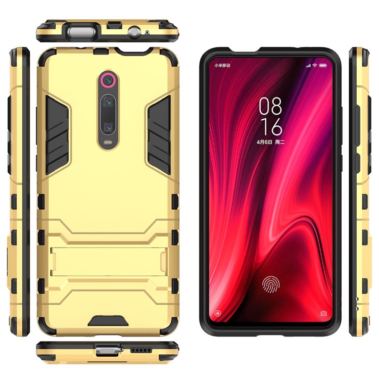 Plastic+TPU Hybrid Phone Shell with Kickstand for Xiaomi Redmi K20 / K20 Pro / Mi 9T / Mi 9T Pro - Gold-1