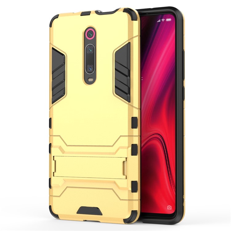 Plastic+TPU Hybrid Phone Shell with Kickstand for Xiaomi Redmi K20 / K20 Pro / Mi 9T / Mi 9T Pro - Gold-4