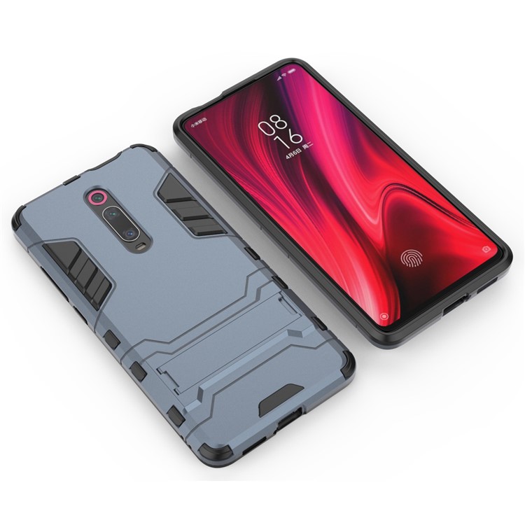 Plástico+tpu Hybrid Phone Shell Com Kickstand Para Xiaomi Redmi K20 / K20 Pro / Mi 9t / Mi 9T Pro - Azul Escuro