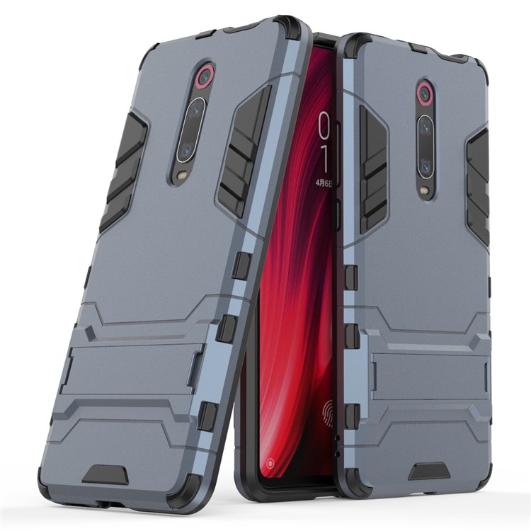 Kunststoff+tpu Hybrid -telefonschale Mit Kickstand Für Xiaomi Redmi K20 / K20 Pro / Mi 9t / Mi 9t Pro - Dunkelblau