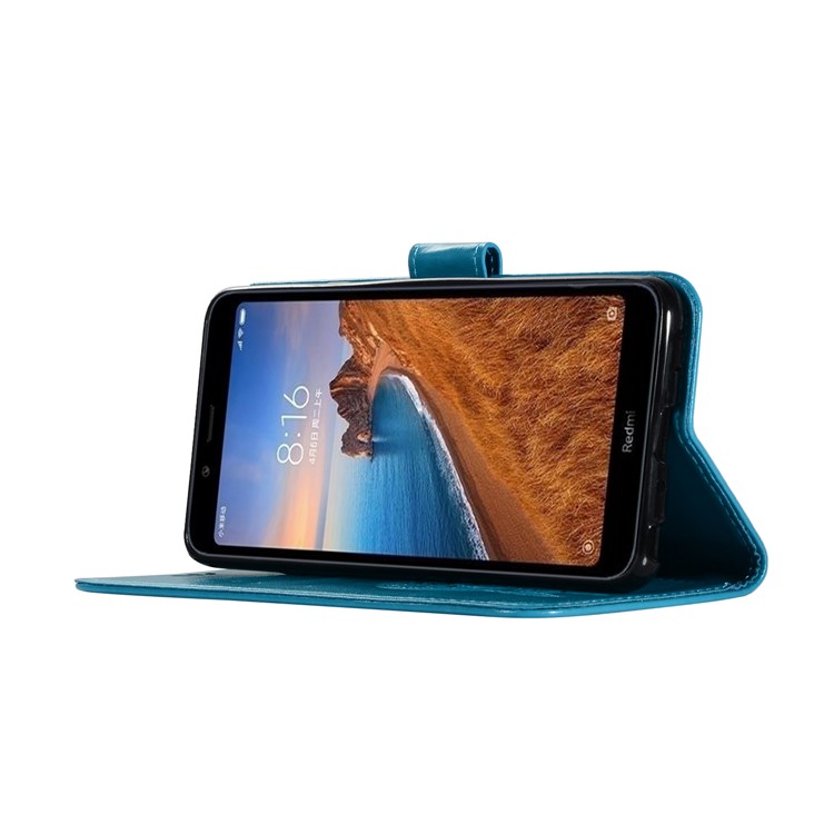 Imprint Dream Catcher Owl Leather Wallet Shell Cover for Xiaomi Redmi 7A - Blue-4