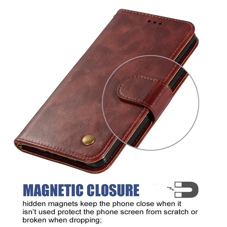 Premium Vintage Leather Wallet Case for Xiaomi Redmi 7A - Wine Red-3