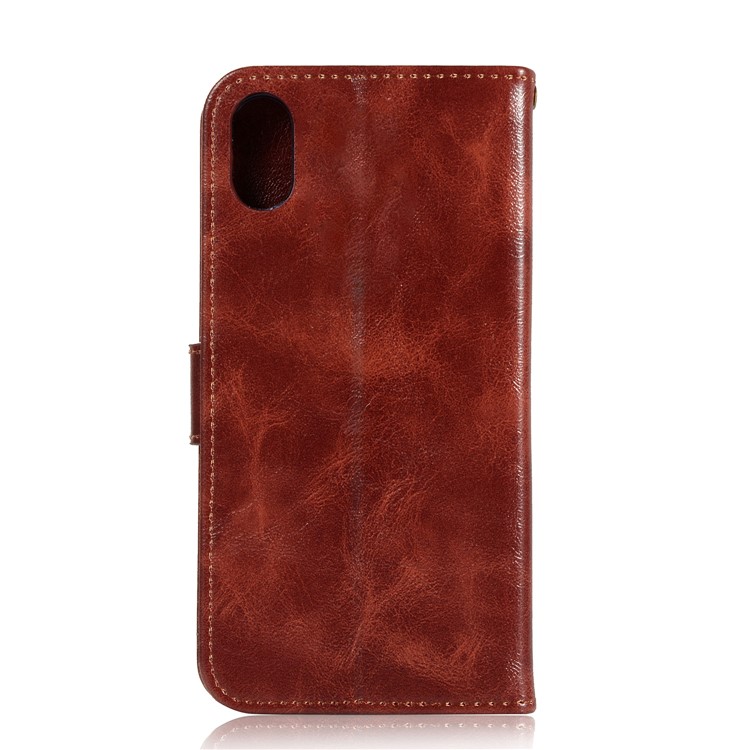 Premium Vintage Leather Wallet Case for Xiaomi Redmi 7A - Wine Red-7