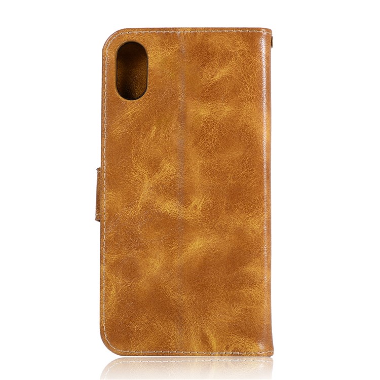 Premium Vintage Leather Wallet Case for Xiaomi Redmi 7A - Light Brown-3
