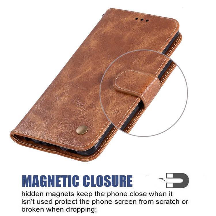 Premium Vintage Leather Wallet Case for Xiaomi Redmi 7A - Light Brown-8