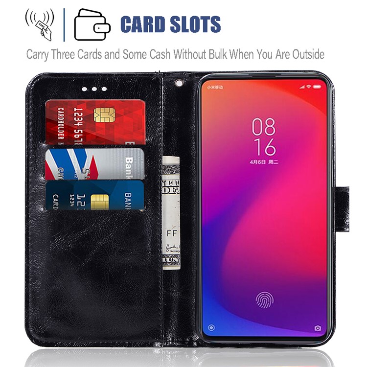 Premium Vintage Leather Wallet Covering Case for Xiaomi Redmi K20 / Redmi K20 Pro / Mi 9T / Mi 9T Pro - Black-8
