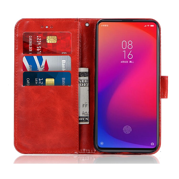 Premium Vintage Leather Wallet Covering Case for Xiaomi Redmi K20 / Redmi K20 Pro / Mi 9T / Mi 9T Pro - Red-10