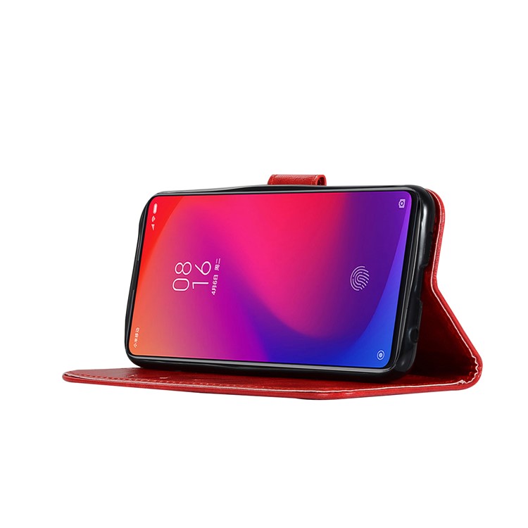 Premium Vintage Leather Wallet Covering Case for Xiaomi Redmi K20 / Redmi K20 Pro / Mi 9T / Mi 9T Pro - Red-4