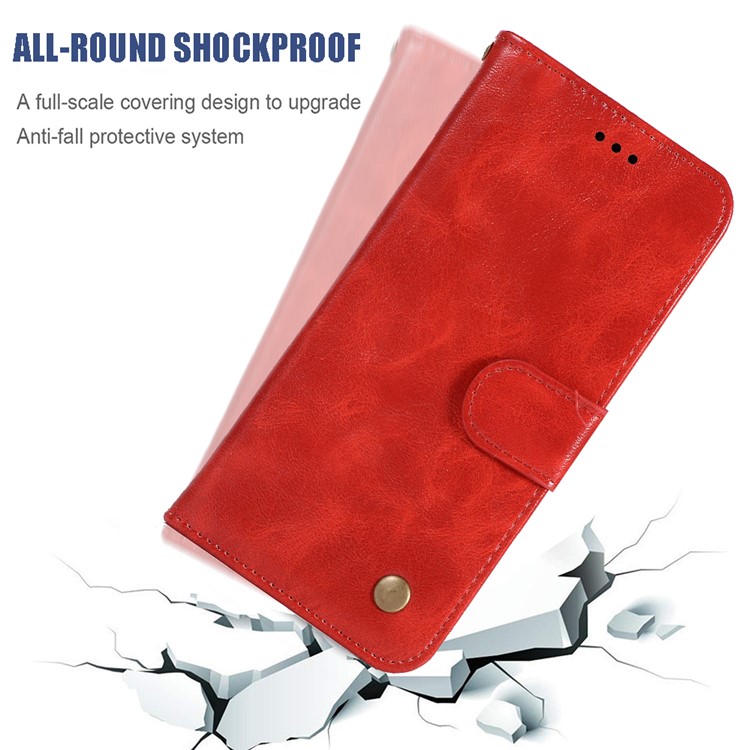 Premium Vintage Leather Wallet Covering Case for Xiaomi Redmi K20 / Redmi K20 Pro / Mi 9T / Mi 9T Pro - Red-7